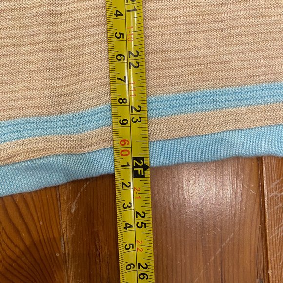 Cyrus light blue and tan striped open cardigan - Picture 13 of 15